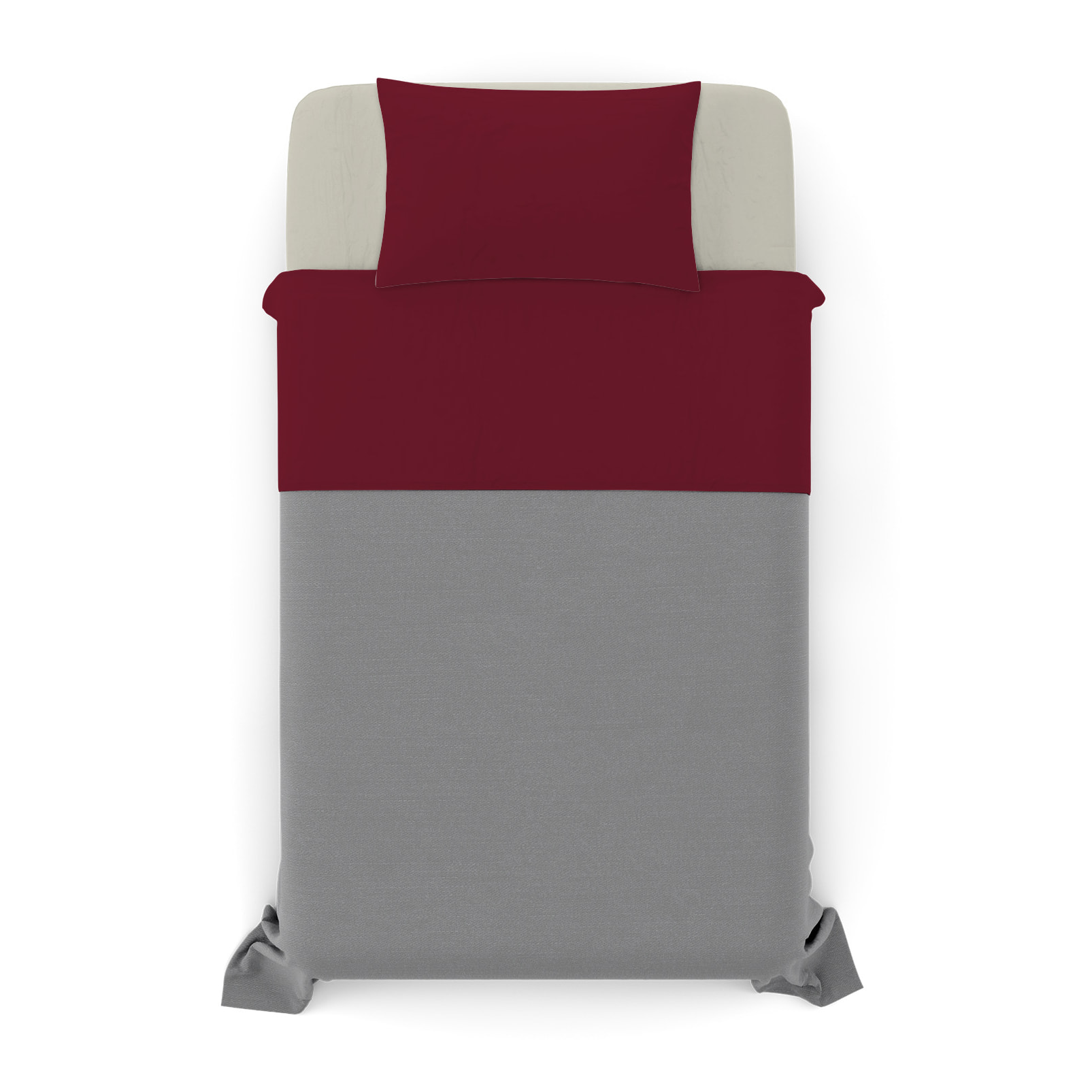 COMPLETO LETTO NATURAL COLOUR MADE IN ITALY COTONE-BORDEAUX/PANNA PIAZZA E MEZZA