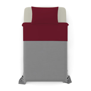 COMPLETO LETTO NATURAL COLOUR MADE IN ITALY COTONE-BORDEAUX/PANNA PIAZZA E MEZZA