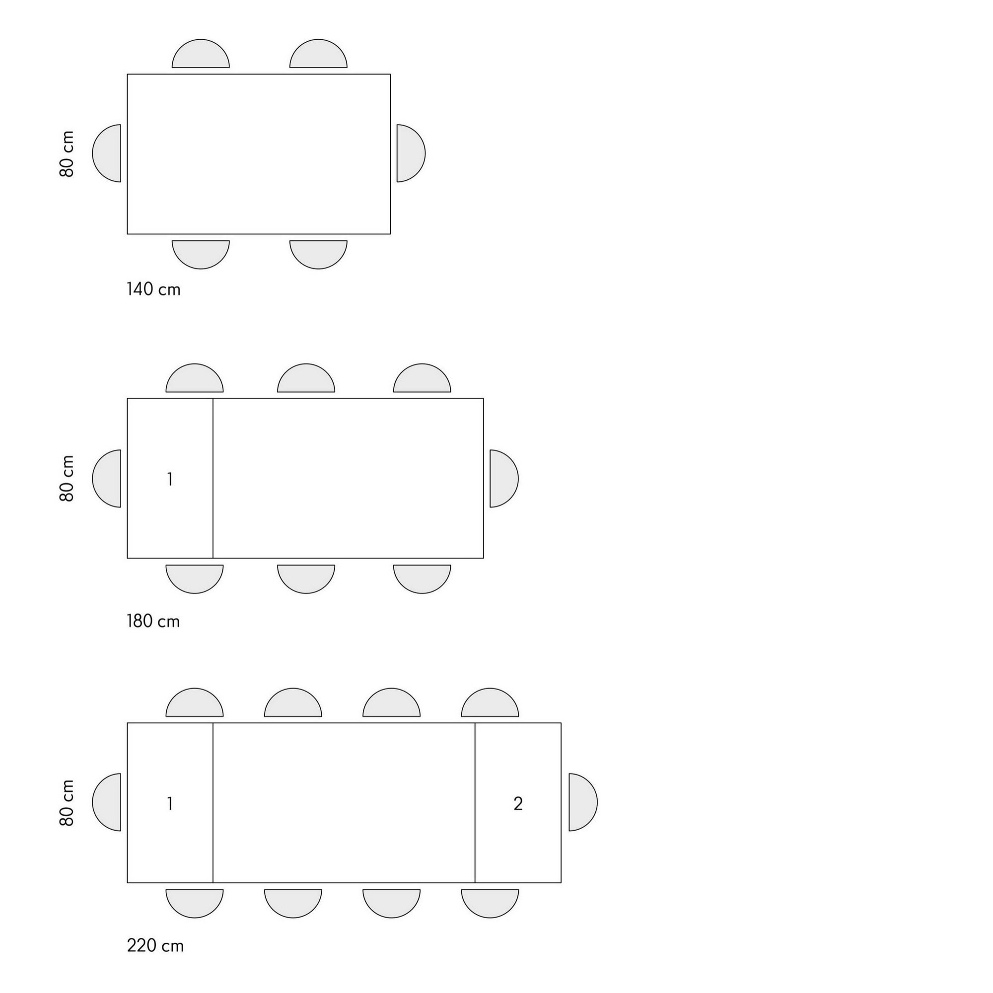 Tavolo POSITANO in legno effetto rovere e gambe antracite, allungabile 140x80 cm - 220x80 cm