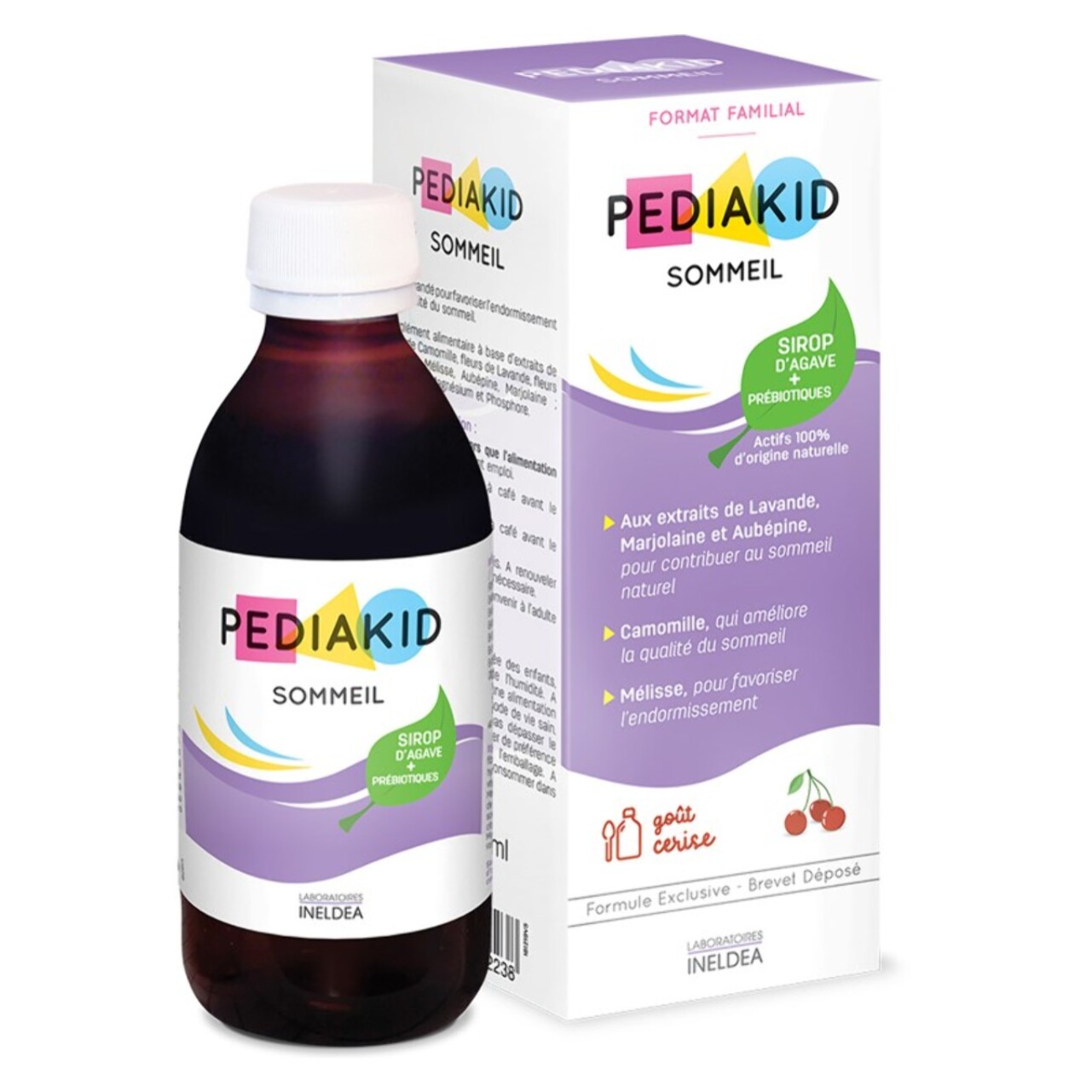PEDIAKID - Sirop Sommeil - Complément alimentaire favorisant l'endormissement - Réduit les réveils nocturnes - Formule exclusive au Sirop d'Agave Lavande & Marjolaine- Goût Cerise - Dès 4 mois -250 ml