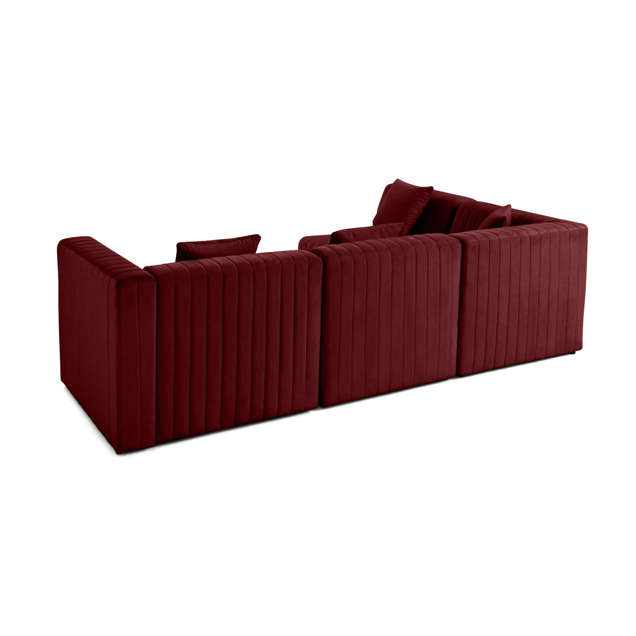 Nova - canapé modulable d'angle droit - 5 places - en velours - Rouge