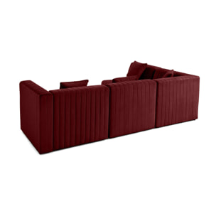 Nova - canapé modulable d'angle droit - 5 places - en velours - Rouge