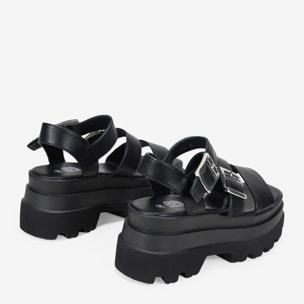 Sandalias de plataforma negras con dos hebillas