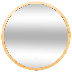 Miroir rond à led 57cm bambou