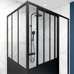 Porte de douche coulissante 120x200cm et paroi de retour 90x200cm type atelier