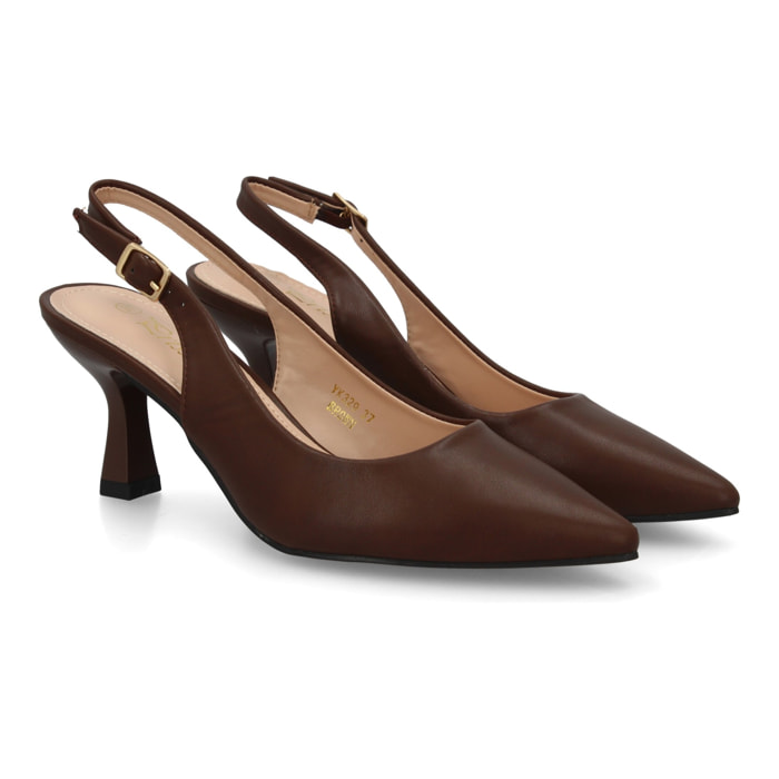 Zapato salón destalonado para mujer con tacón y punta fina