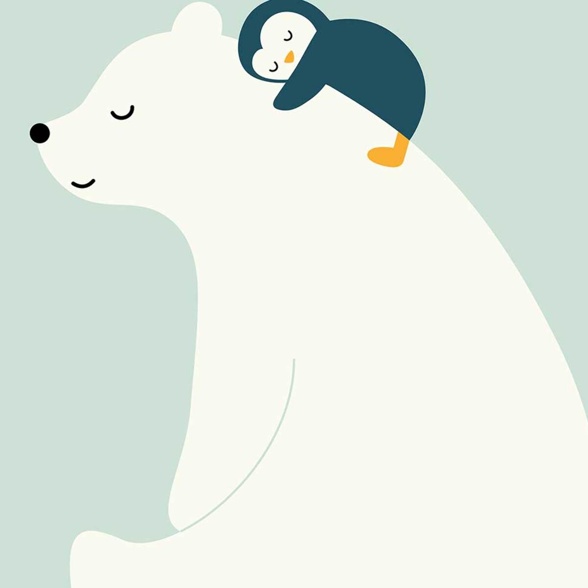 Affiche enfant calin polaire  Affiche + cadre en bois - Noir