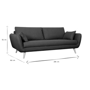 Canapé scandinave 3 places en tissu vert kaki et bois clair CREEP