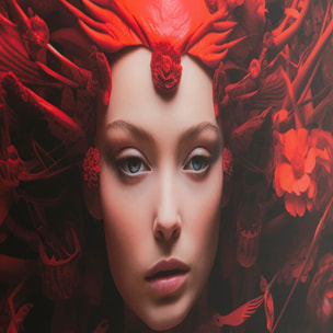 Tableau en verre muse rouge 120x120cm Kare Design