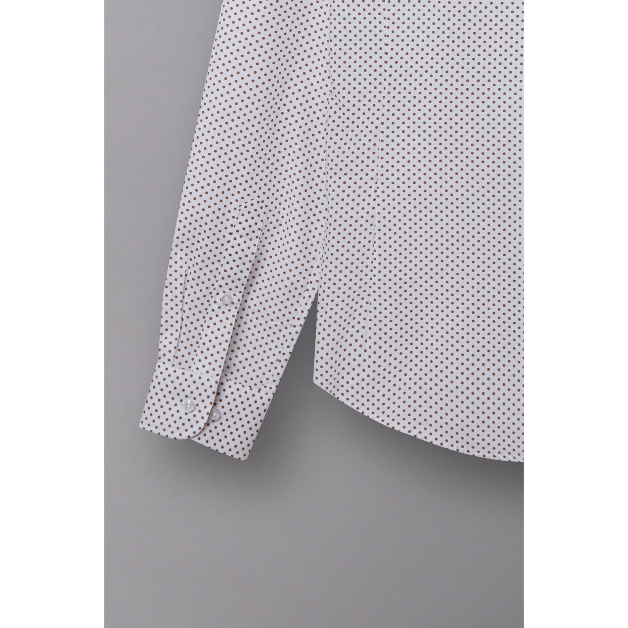 Camicia Uomo 1 Bottone Francese Slim Popeline Stampato Bianco e Grigio Medio