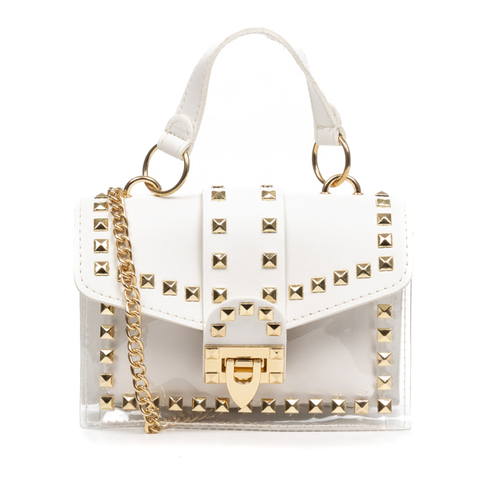 Zelbio bolso bandolera tote mini, de PVC transparente y piel sintética.
