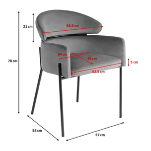 Chaise avec accoudoirs Alexia velours orange Kare Design