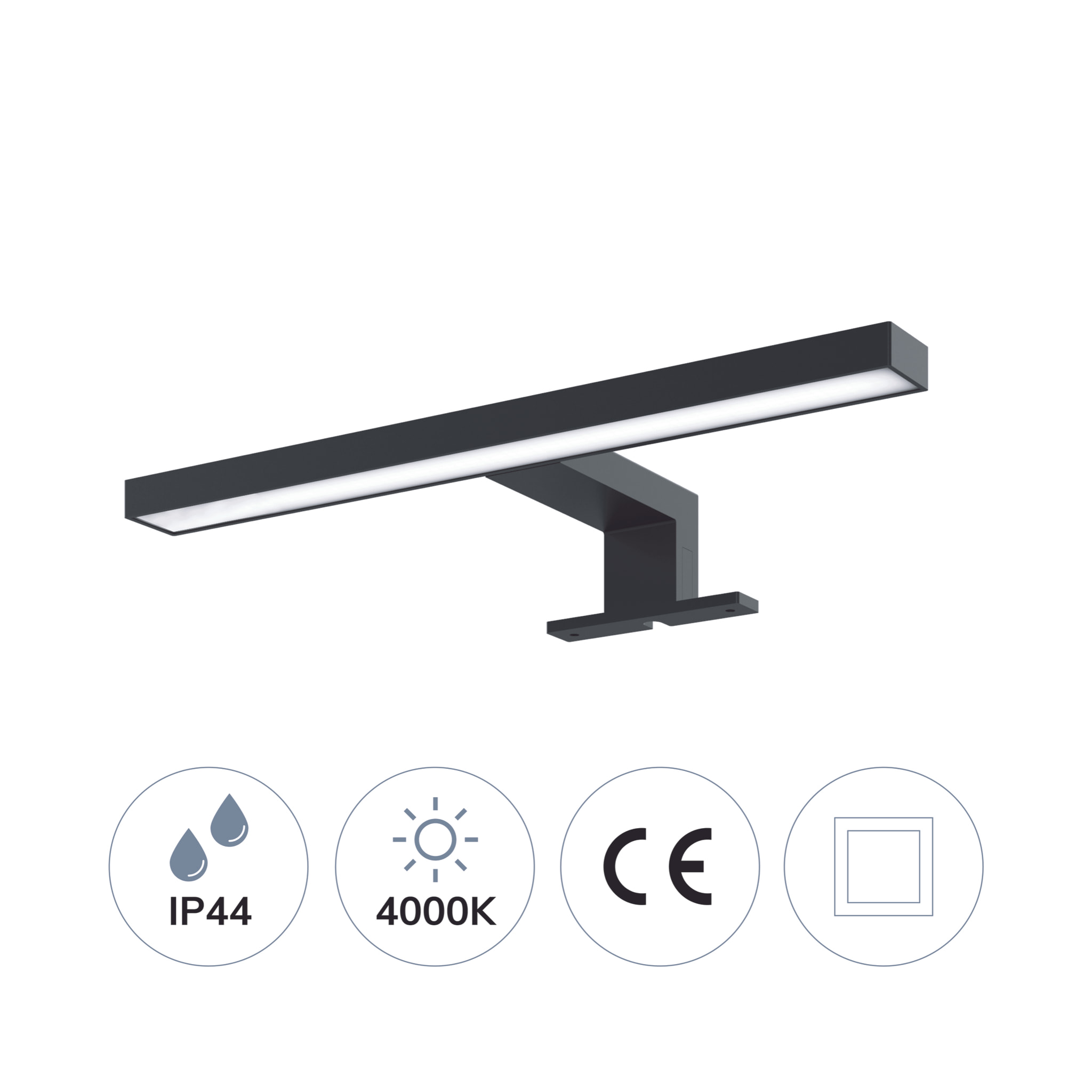 Illumination de salle de bain Applique led Alday, 30cm noir