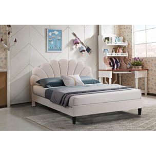 Letto in velluto "Manon" - Beige - 160 x 200 cm