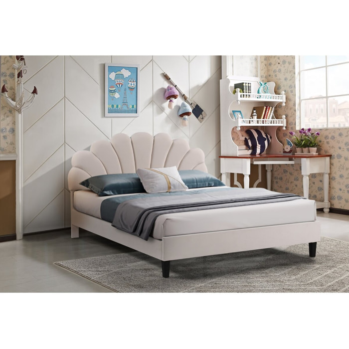 Letto in velluto "Manon" - Beige - 160 x 200 cm