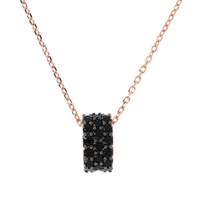 Collana Catena Forzatina con Pendente Pavé in Spinello Nero