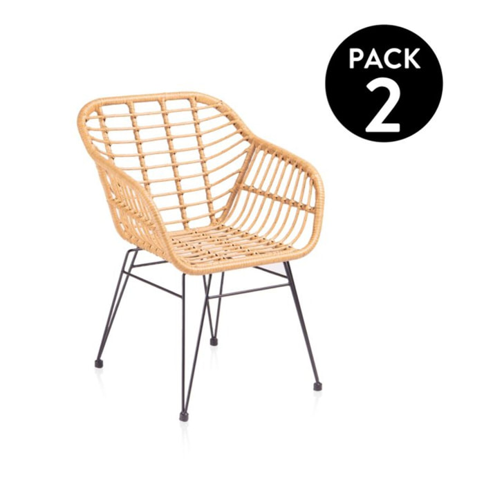 Pack 2 sillas de exterior Zaza Rattan