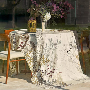 Nappe lin & coton lavé 150 g/m² imprimé beige Bambous parchemin