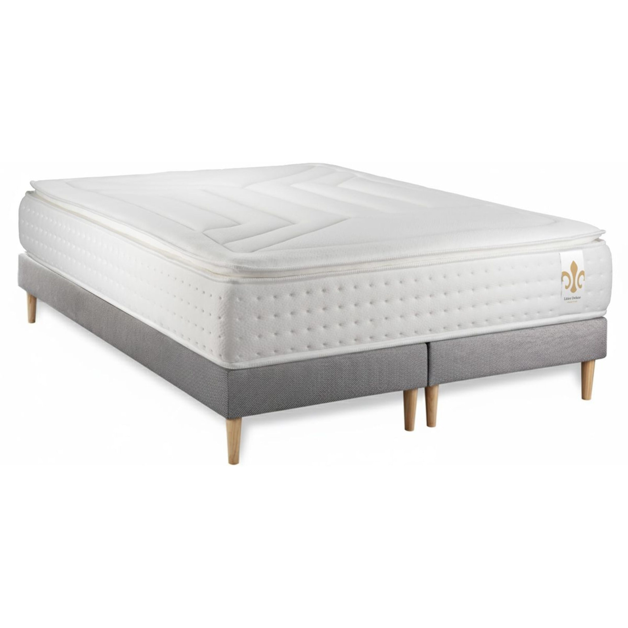 Ensemble Matelas Vingt-Quatre PLUS - 24cm - Ressorts ensachés et mémoire de forme - Confort hôtelier - Sommier Tapissier Gris
