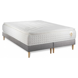 Ensemble Matelas Vingt-Quatre PLUS - 24cm - Ressorts ensachés et mémoire de forme - Confort hôtelier - Sommier Tapissier Gris