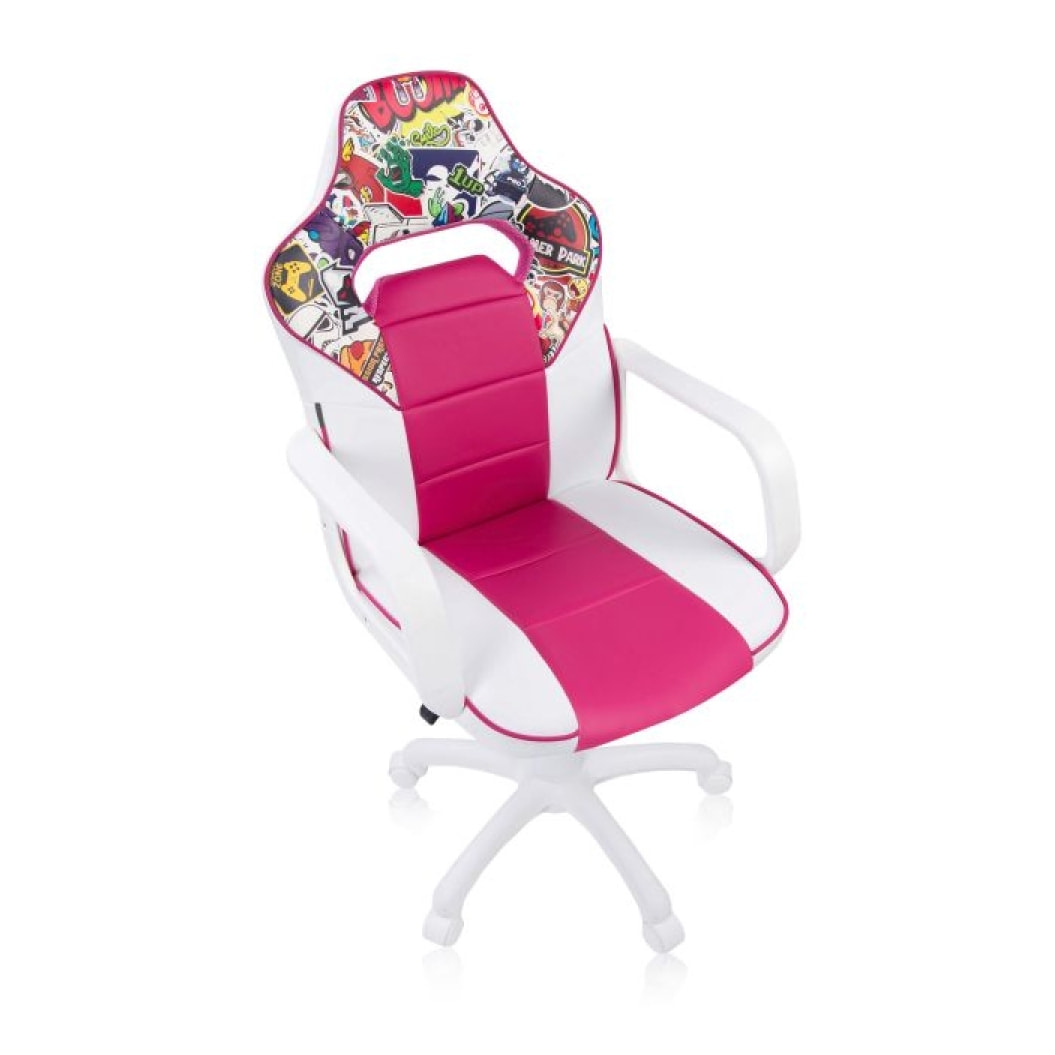 Silla gaming DRW Sticker - Blanco - Rosa DRW