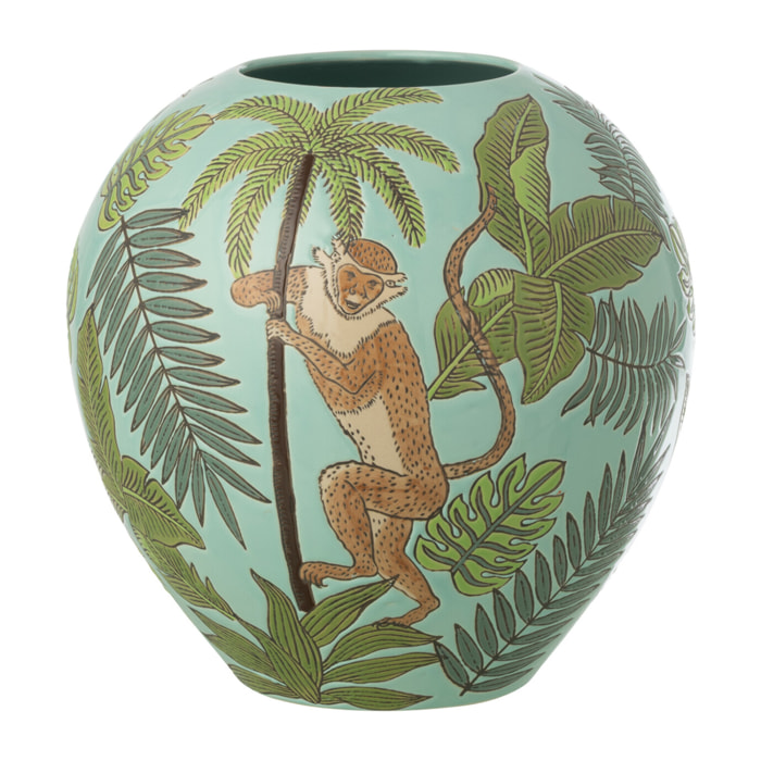 J-Line Vase Singe - porcelaine - multicolore