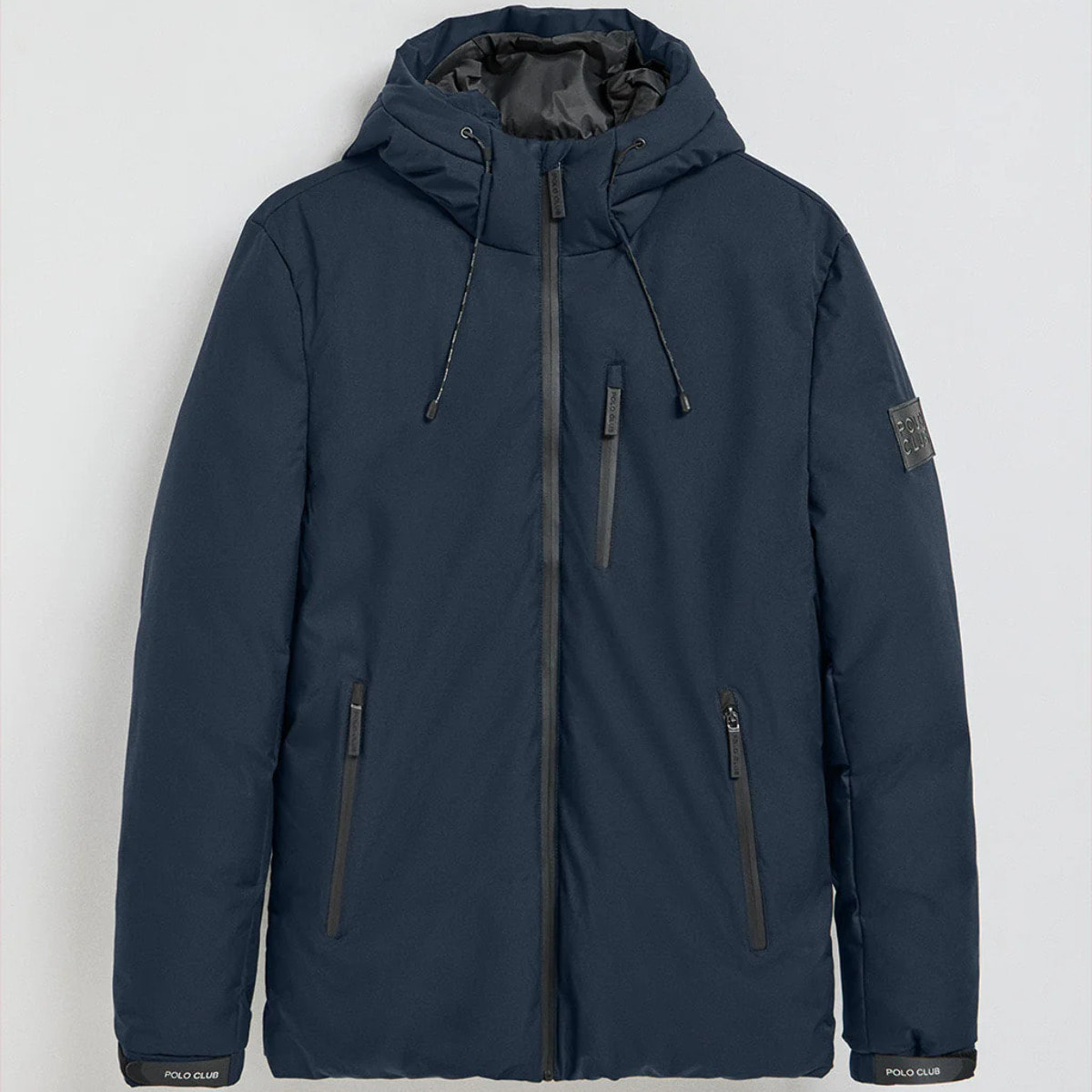 Giaccone blu denim Gstaad con cappuccio fisso e particolari Polo Club