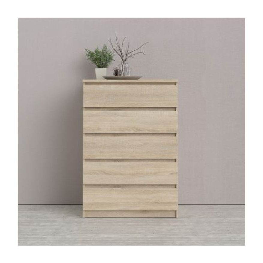 Grande commode 5 tiroirs rangement chambre - 3 coloris - SOFT