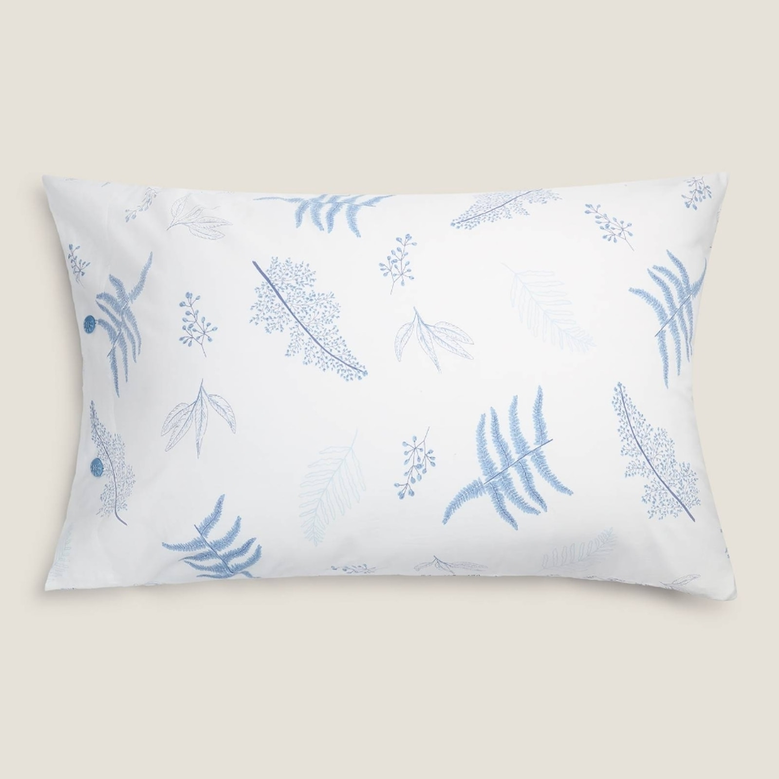 Funda almohada algodón hojas Lari color azul 100% Algodón percal