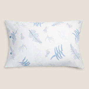 Funda almohada algodón hojas Lari color azul 100% Algodón percal