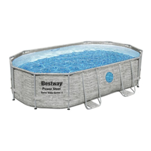Bestway Piscine hors sol tubulaire ovale Bestway Power Steel™ 488 x 305 x 107 cm décor pierres