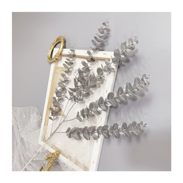 Fleur décorative feuilles d'eucalyptus argent h90cm