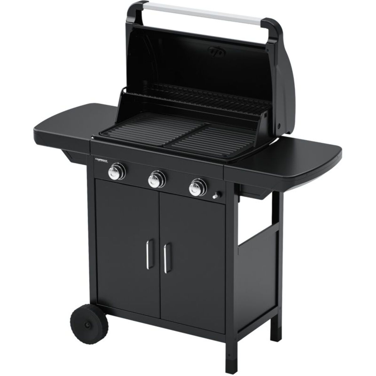 Barbecue gaz CAMPINGAZ COMPACT 3 LX PLUS noir grille et plancha 3 brûleurs sur chariot, 61x35 cm