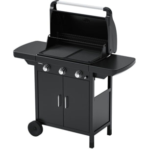 Barbecue gaz CAMPINGAZ COMPACT 3 LX PLUS noir grille et plancha 3 brûleurs sur chariot, 61x35 cm