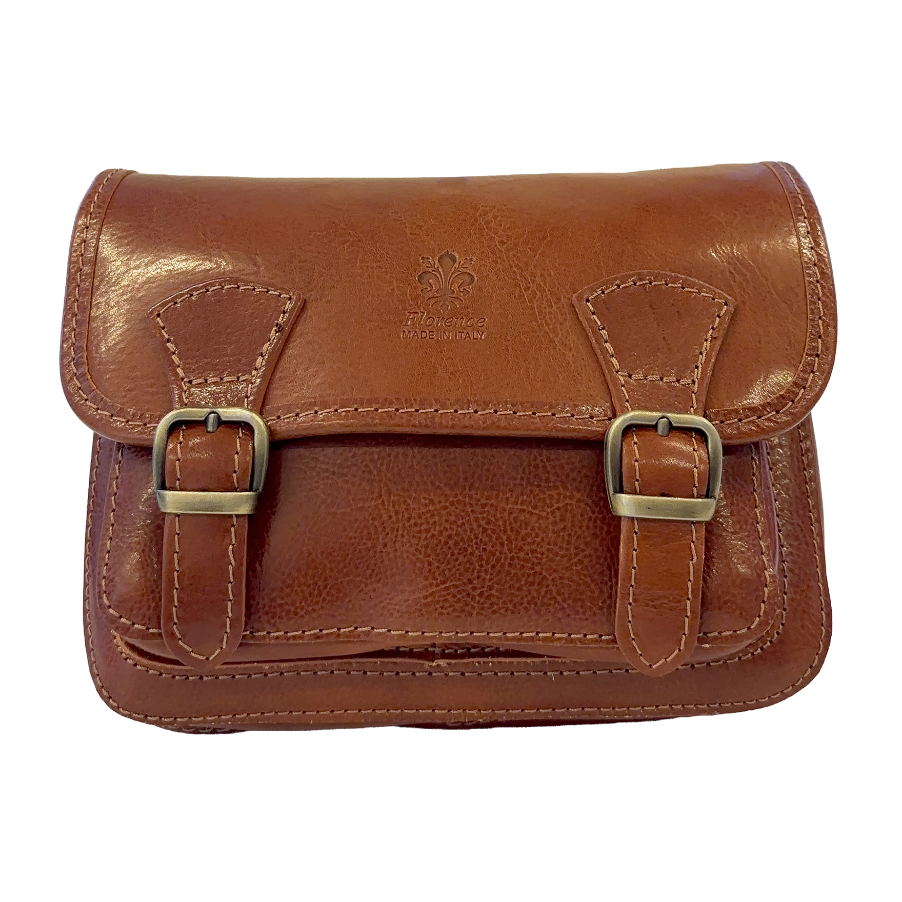 Borsa a Tracolla in Pelle da Donna, Tracolla Vintage con Doppia Fibbia e Chiusura Magnetica