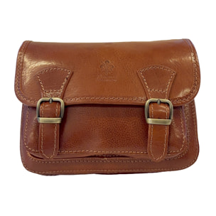 Borsa a Tracolla in Pelle da Donna, Tracolla Vintage con Doppia Fibbia e Chiusura Magnetica