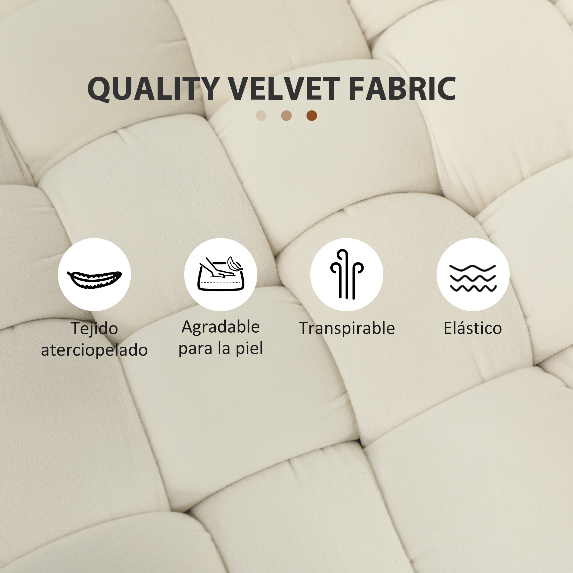 Banco Pie de Cama Tapizado en Terciopelo Banco Otomano Pie de Cama con Patas Doradas y Asiento Acolchado para Dormitorio Entradas Crema