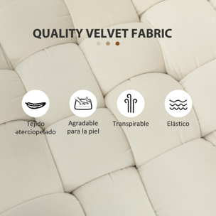Banco Pie de Cama Tapizado en Terciopelo Banco Otomano Pie de Cama con Patas Doradas y Asiento Acolchado para Dormitorio Entradas Crema