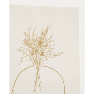 Kave Home - Carta bianca Foglio Erley con vaso di fiori beige 21 x 28 cm