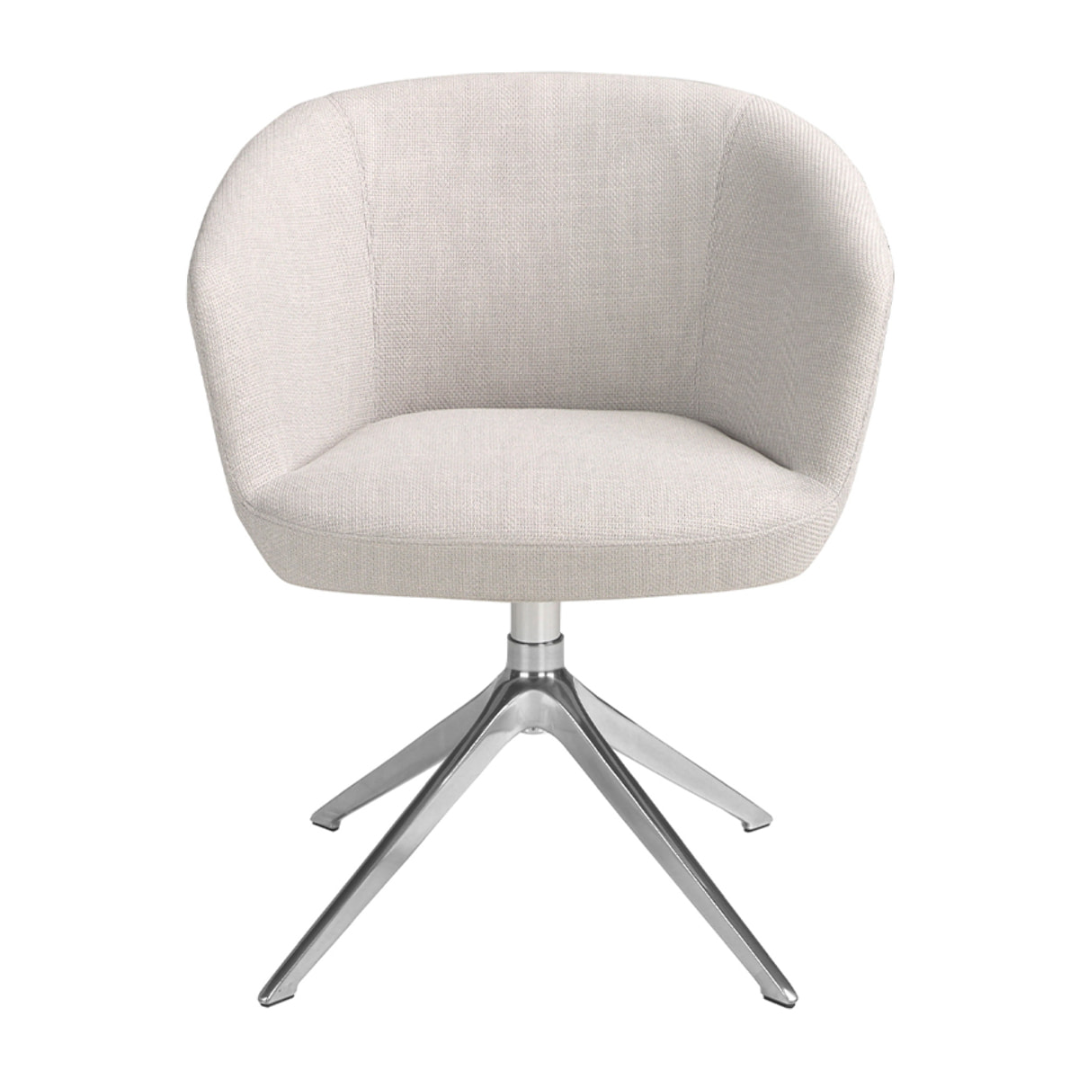 Silla Angel Cerdá giratoria con reposabrazos tapizada en tela en gris claro con estructura y patas en acero inoxidable cromado 67x59x80cm