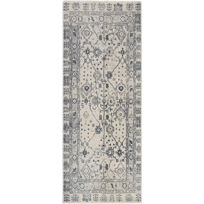 SIROCO Alfombra vintage de pelo corto azul, varias medidas disponibles.