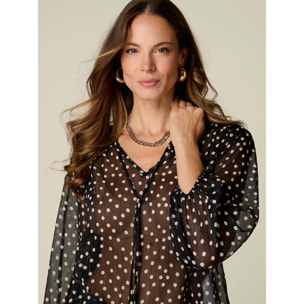 Oltre - Blusa in georgette a pois - Nero