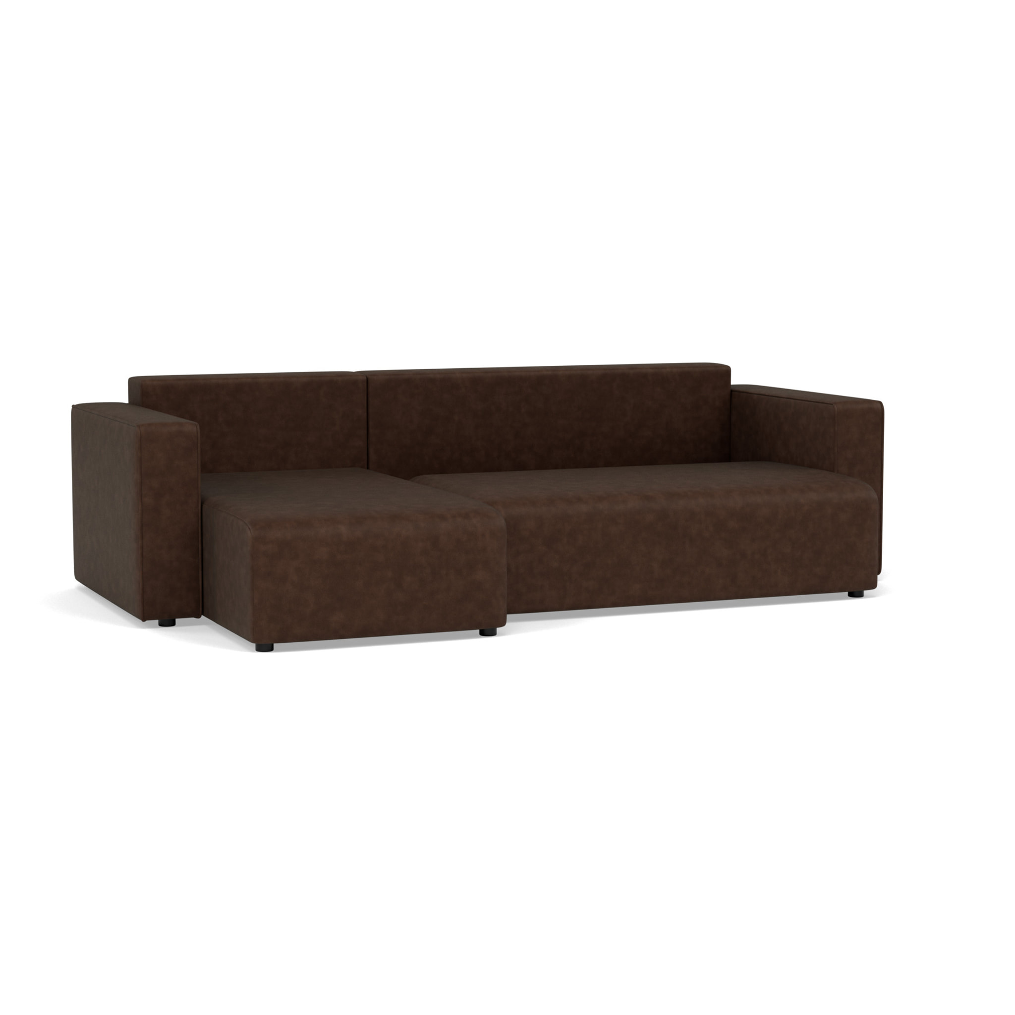 Topaze - canapé d'angle réversible 4 places convertible avec coffre en simili - Marron