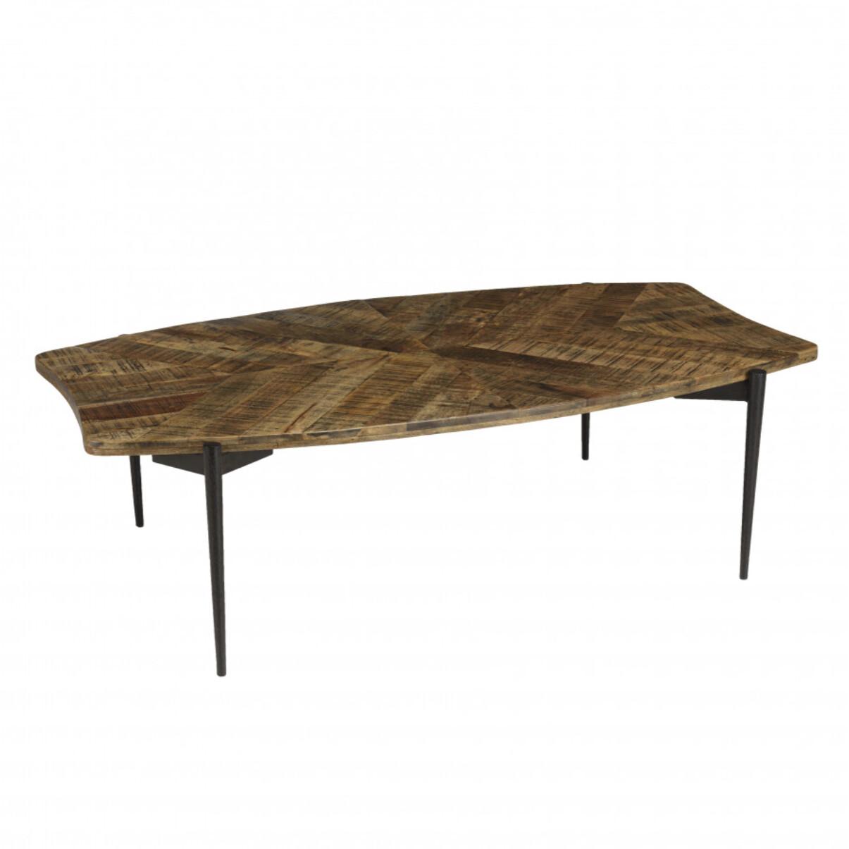 KIARA - Table basse bords concaves 135x75cm en bois recyclé