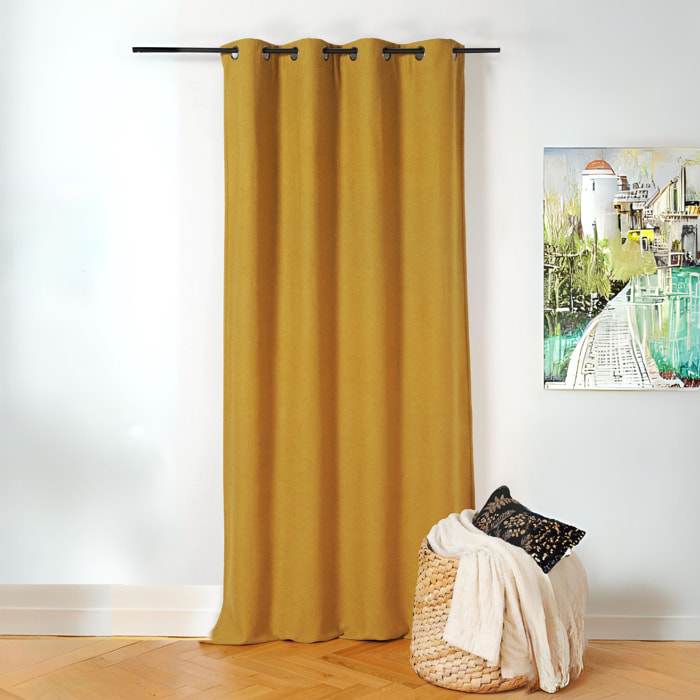 Rideau thermique au style bouclette - Jaune moutarde