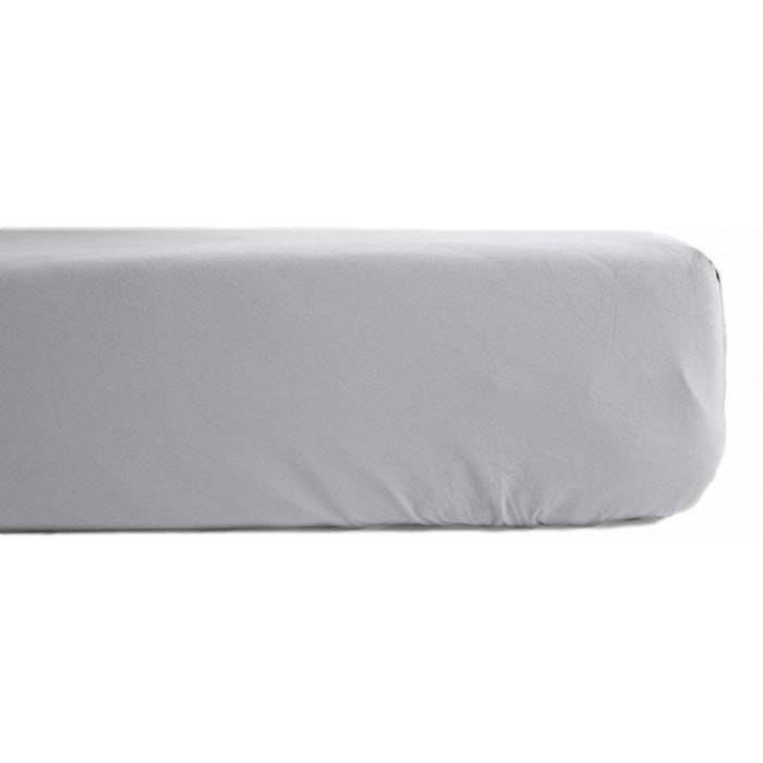 Drap housse percale pur coton peigné longues fibres 80 fils/cm² Vent du sud - Perle