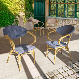 Lot de 2 fauteuils de table extérieur en textilène bleu AMALFI
