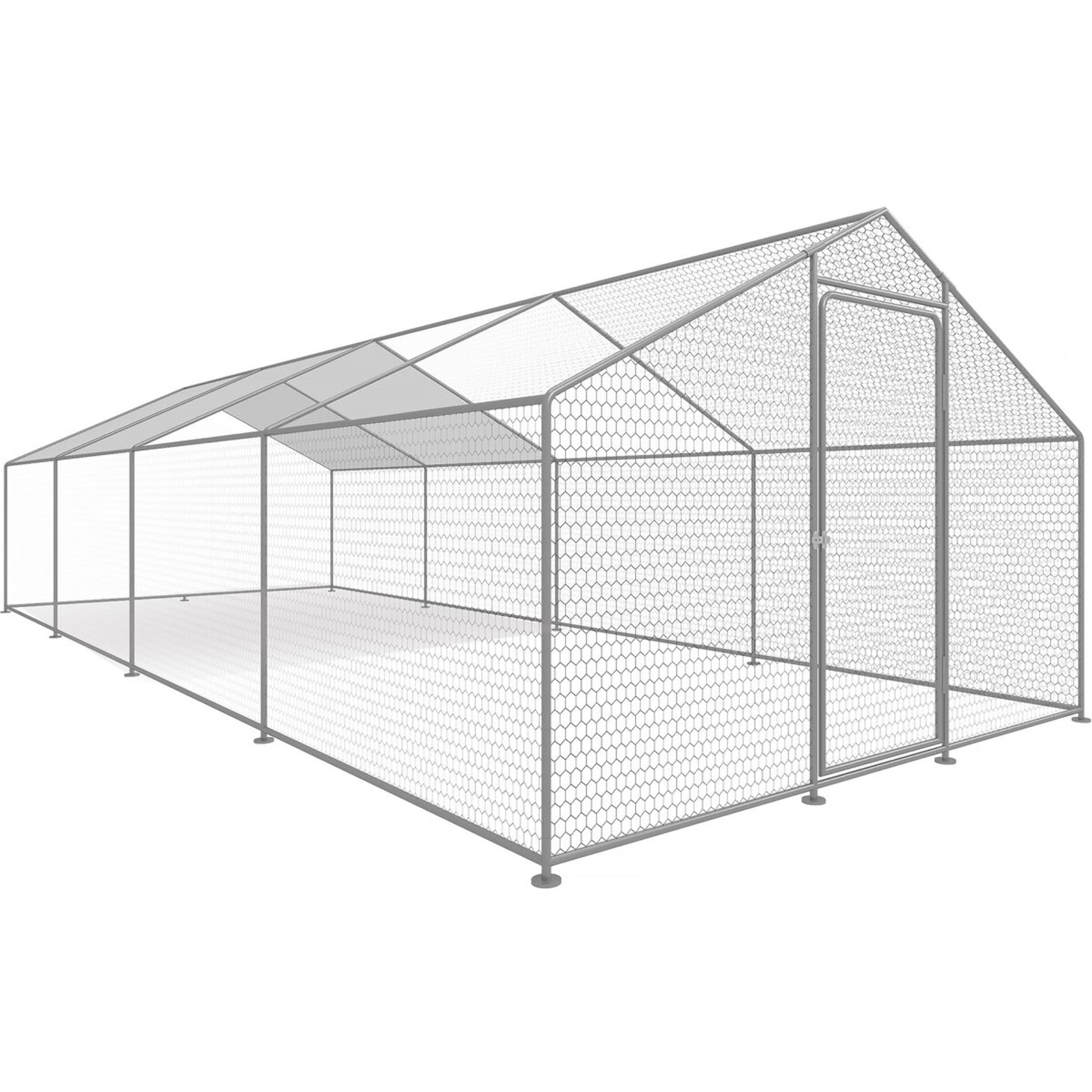 Enclos à poules 24 m² parc grillagé 8 x 3 x 2 M acier galvanisé