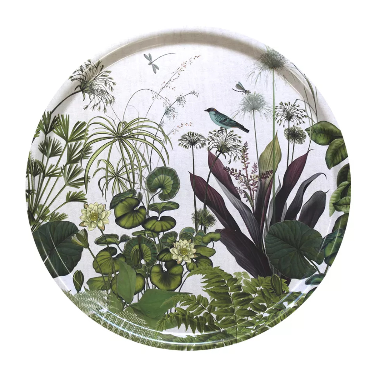 Plateau bois imprimé vert Nenuphars parchemin