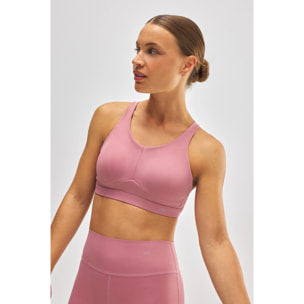 Reggiseno sportivo ad alto sostegno con spalline regolabili in rosa